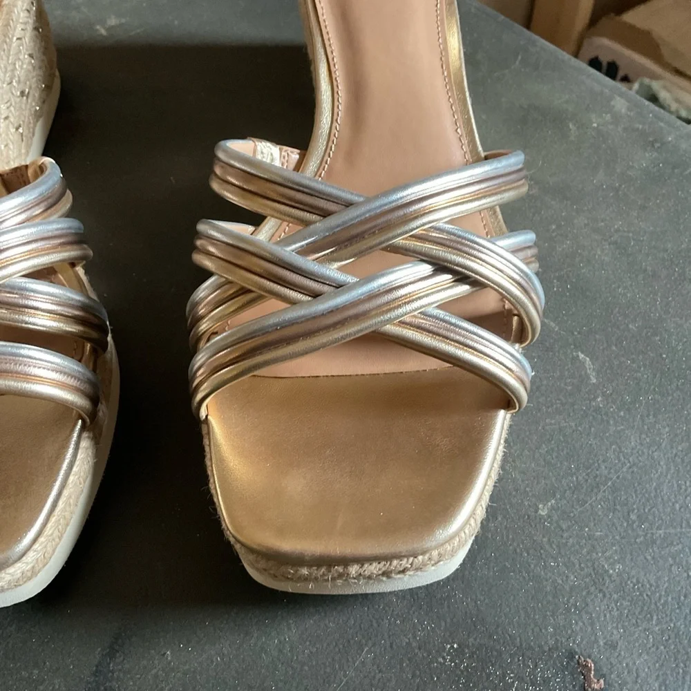 Vince Camuto Gold and Silver Metallic wedge sandals. Size 9.5
